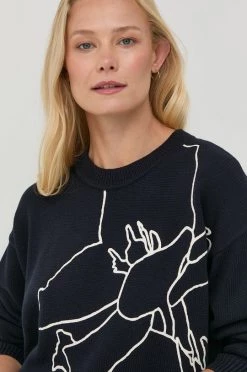 Γυναικεία Χωρίς φερμουάρ Ένα πουλόβερ σε μείγμα μεταξιού BOSS χρώμα: ναυτικό μπλε, -Boss Κατάστημα πωλήσεων unnamed file 1049