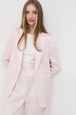 Γυναικεία Σακάκια Blazer με μείγμα λινών BOSS ροζ,