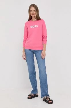 Γυναικεία Χωρίς φερμουάρ Βαμβακερή μπλούζα BOSS χρώμα: ροζ, -Boss Κατάστημα πωλήσεων unnamed file 1390