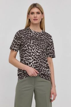 Γυναικεία Κοντομάνικο Βαμβακερό μπλουζάκι BOSS καφέ -Boss Κατάστημα πωλήσεων unnamed file 1406