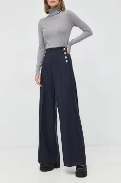 Γυναικεία Υφασμάτινα Μάλλινα παντελόνια BOSS ναυτικό μπλε,