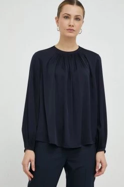 Γυναικεία Μπλούζες Μεταξωτή μπλούζα BOSS χρώμα: ναυτικό μπλε