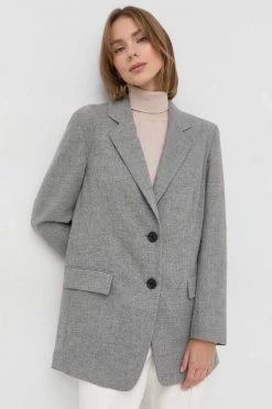 Γυναικεία Σακάκια Μπλέιζερ με μίγμα μαλλιού BOSS γκρι,