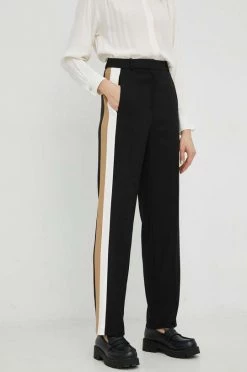 Γυναικεία Υφασμάτινα Παντελόνι BOSS μαύρο,