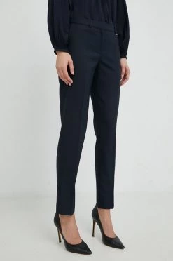 Γυναικεία Υφασμάτινα Μάλλινα παντελόνια BOSS ναυτικό μπλε,