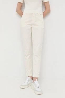 Γυναικεία Υφασμάτινα Παντελόνι BOSS μπεζ,