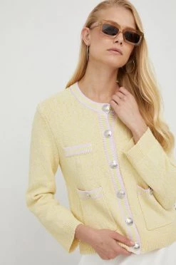 Γυναικεία Με φερμουάρ Πλεκτή ζακέτα BOSS κίτρινο