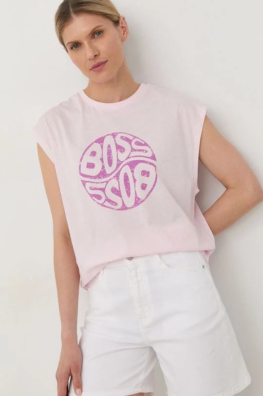 Γυναικεία Κοντομάνικο Βαμβακερό μπλουζάκι BOSS ροζ 3 Γυναικεία Κοντομάνικο Βαμβακερό μπλουζάκι BOSS ροζ