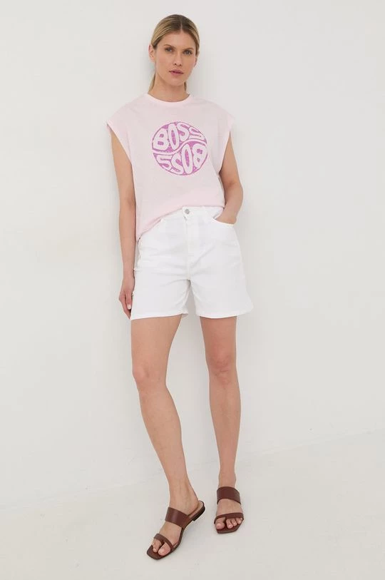 Γυναικεία Κοντομάνικο Βαμβακερό μπλουζάκι BOSS ροζ 4 Γυναικεία Κοντομάνικο Βαμβακερό μπλουζάκι BOSS ροζ - Image 2