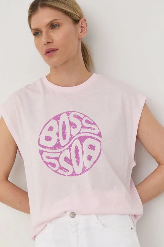 Γυναικεία Κοντομάνικο Βαμβακερό μπλουζάκι BOSS ροζ 6 Γυναικεία Κοντομάνικο Βαμβακερό μπλουζάκι BOSS ροζ - Image 4