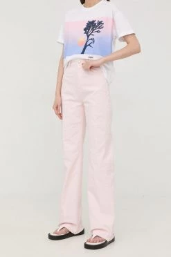 Γυναικεία Καμπάνες Τζιν παντελονι BOSS παστέλ ροζ