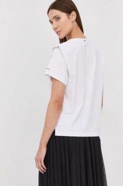 Γυναικεία Κοντομάνικο Μπλουζάκι με λινό μείγμα Boss άσπρο -Boss Κατάστημα πωλήσεων unnamed file 2132