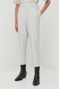 Γυναικεία Υφασμάτινα Παντελόνι BOSS γκρι,