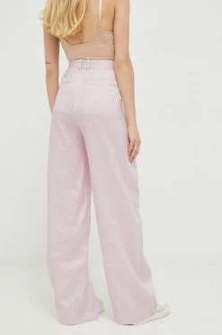 Γυναικεία Υφασμάτινα Παντελόνι με λινό μείγμα BOSS ροζ, -Boss Κατάστημα πωλήσεων unnamed file 2418