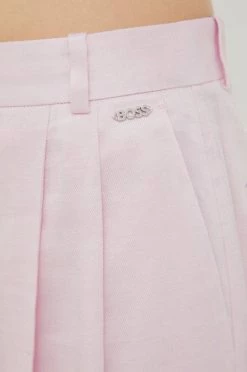 Γυναικεία Υφασμάτινα Παντελόνι με λινό μείγμα BOSS ροζ, -Boss Κατάστημα πωλήσεων unnamed file 2419