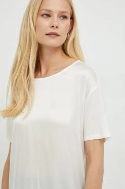 Γυναικεία Κοντομάνικο T-shirt από μείγμα μεταξιού BOSS μπεζ -Boss Κατάστημα πωλήσεων unnamed file 2447