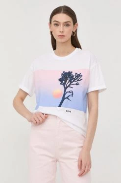 Γυναικεία Κοντομάνικο Βαμβακερό μπλουζάκι BOSS άσπρο -Boss Κατάστημα πωλήσεων unnamed file 2477