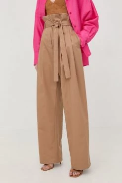 Γυναικεία Υφασμάτινα Παντελόνι BOSS χρώμα: μπεζ,