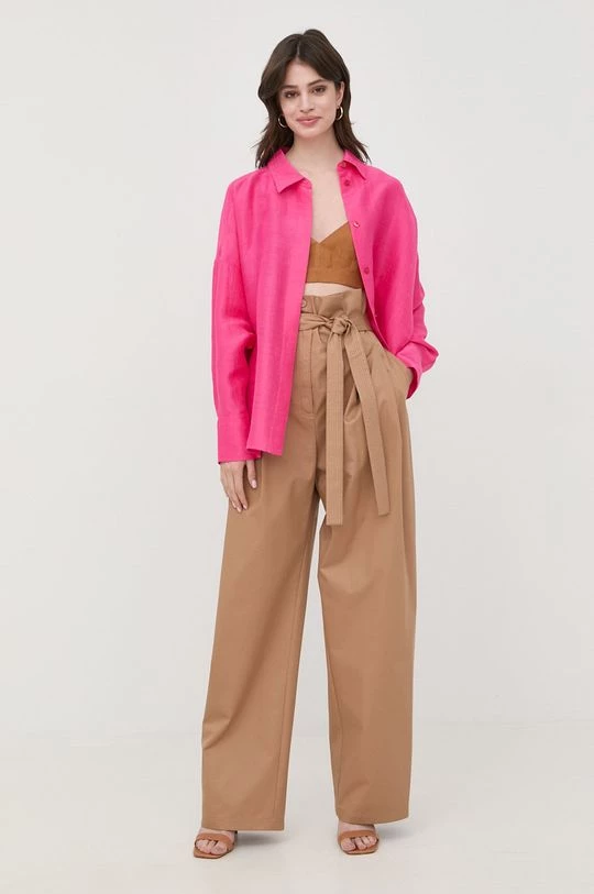 Γυναικεία Υφασμάτινα Παντελόνι BOSS χρώμα: μπεζ, 4 Γυναικεία Υφασμάτινα Παντελόνι BOSS χρώμα: μπεζ, - Image 2