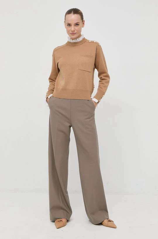 Γυναικεία Χωρίς φερμουάρ Βαμβακερό πουλόβερ BOSS χρώμα: μπεζ, 4 Γυναικεία Χωρίς φερμουάρ Βαμβακερό πουλόβερ BOSS χρώμα: μπεζ, - Image 2