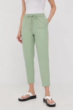 Γυναικεία Υφασμάτινα Παντελόνι BOSS χρώμα: πράσινο,