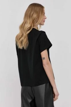 Γυναικεία Κοντομάνικο Μπλουζάκι με λινό μείγμα Boss μαύρο -Boss Κατάστημα πωλήσεων unnamed file 2594