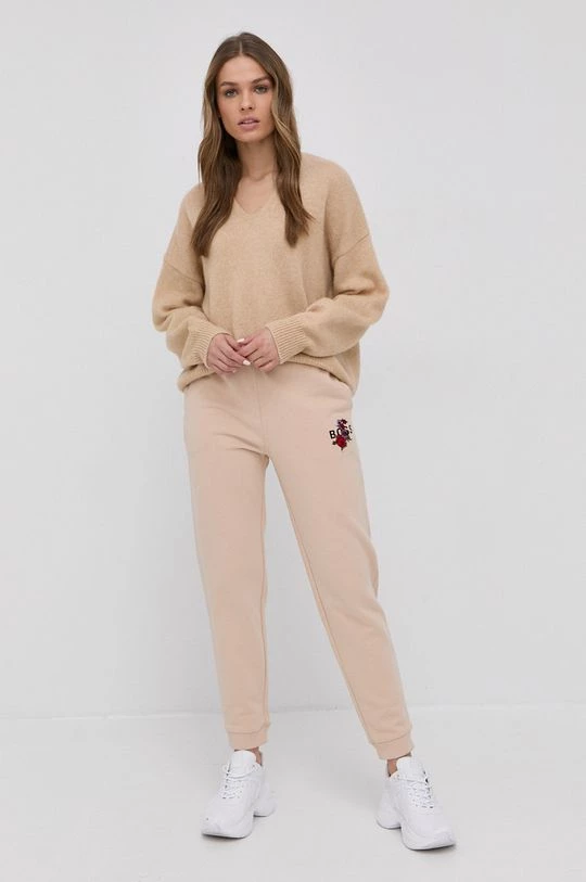Γυναικεία Παντελόνια φόρμας Βαμβακερό παντελόνι Boss χρώμα: μπεζ 4 Γυναικεία Παντελόνια φόρμας Βαμβακερό παντελόνι Boss χρώμα: μπεζ - Image 2