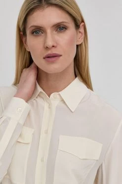 Γυναικεία Πουκάμισα Μεταξωτό πουκάμισο BOSS χρώμα: μπεζ, -Boss Κατάστημα πωλήσεων unnamed file 2819