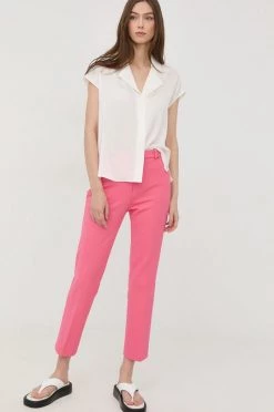 Γυναικεία Υφασμάτινα Παντελόνι BOSS ροζ,