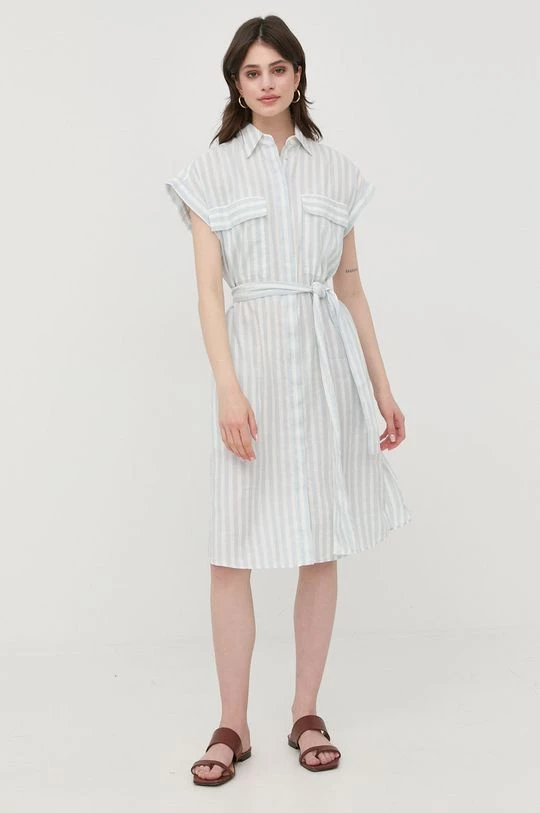 Γυναικεία Φορέματα Λινό φόρεμα BOSS μπλε 3 Γυναικεία Φορέματα Λινό φόρεμα BOSS μπλε