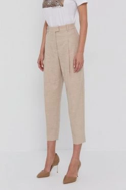 Γυναικεία Υφασμάτινα Παντελόνι Boss χρώμα: κίτρινο