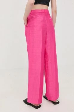 Γυναικεία Υφασμάτινα Λινό παντελόνι BOSS ροζ, -Boss Κατάστημα πωλήσεων unnamed file 3324