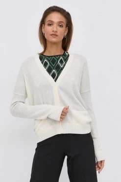 Γυναικεία Με φερμουάρ Μάλλινη ζακέτα Boss χρώμα: κρεμ