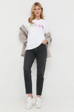 Γυναικεία Κοντομάνικο Βαμβακερό μπλουζάκι BOSS άσπρο -Boss Κατάστημα πωλήσεων unnamed file 393