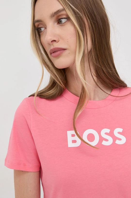 Γυναικεία Κοντομάνικο Βαμβακερό μπλουζάκι BOSS ροζ 6 Γυναικεία Κοντομάνικο Βαμβακερό μπλουζάκι BOSS ροζ - Image 4