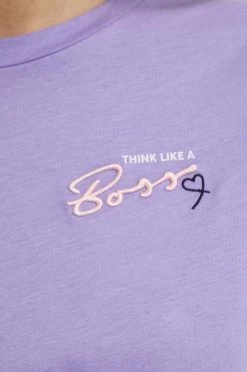 Γυναικεία Κοντομάνικο Βαμβακερό μπλουζάκι BOSS μοβ -Boss Κατάστημα πωλήσεων unnamed file 655