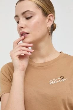 Γυναικεία Κοντομάνικο Βαμβακερό μπλουζάκι BOSS μπεζ -Boss Κατάστημα πωλήσεων unnamed file 724