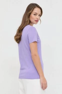 Γυναικεία Κοντομάνικο Βαμβακερό μπλουζάκι BOSS μοβ -Boss Κατάστημα πωλήσεων unnamed file 861