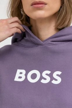 Γυναικεία Χωρίς φερμουάρ Βαμβακερή μπλούζα BOSS χρώμα: μοβ, με κουκούλα -Boss Κατάστημα πωλήσεων unnamed file 868