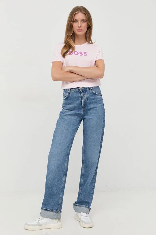 Γυναικεία Κοντομάνικο Βαμβακερό μπλουζάκι BOSS ροζ 4 Γυναικεία Κοντομάνικο Βαμβακερό μπλουζάκι BOSS ροζ - Image 2